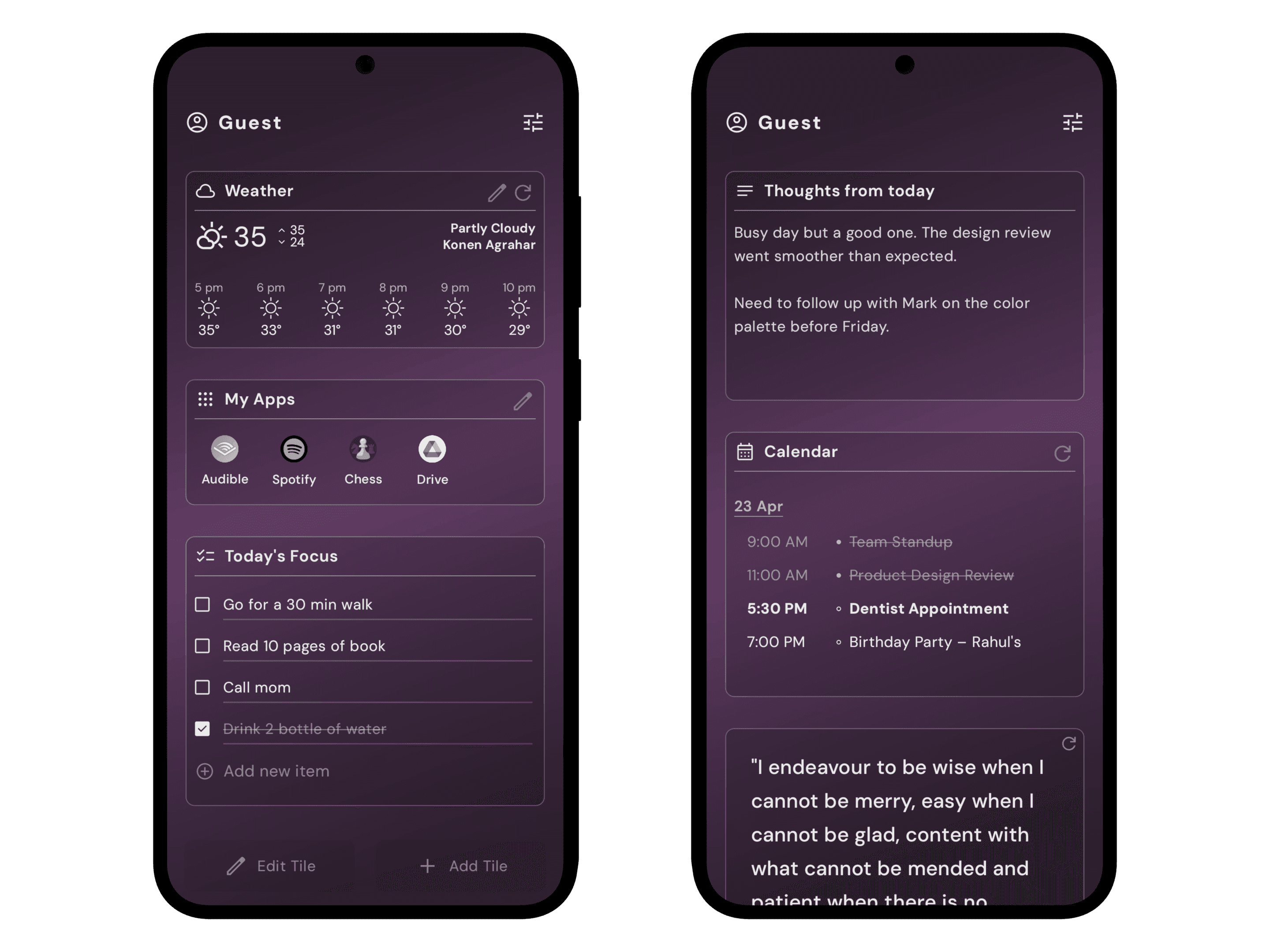 Yin Yang Launcher My Space Dashboard Interface