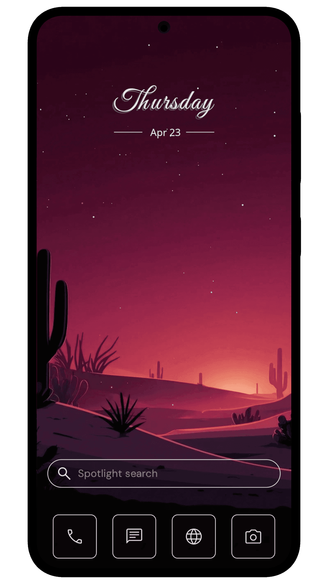 Clean Android home screen with Yin Yang Launcher minimalist widget layout