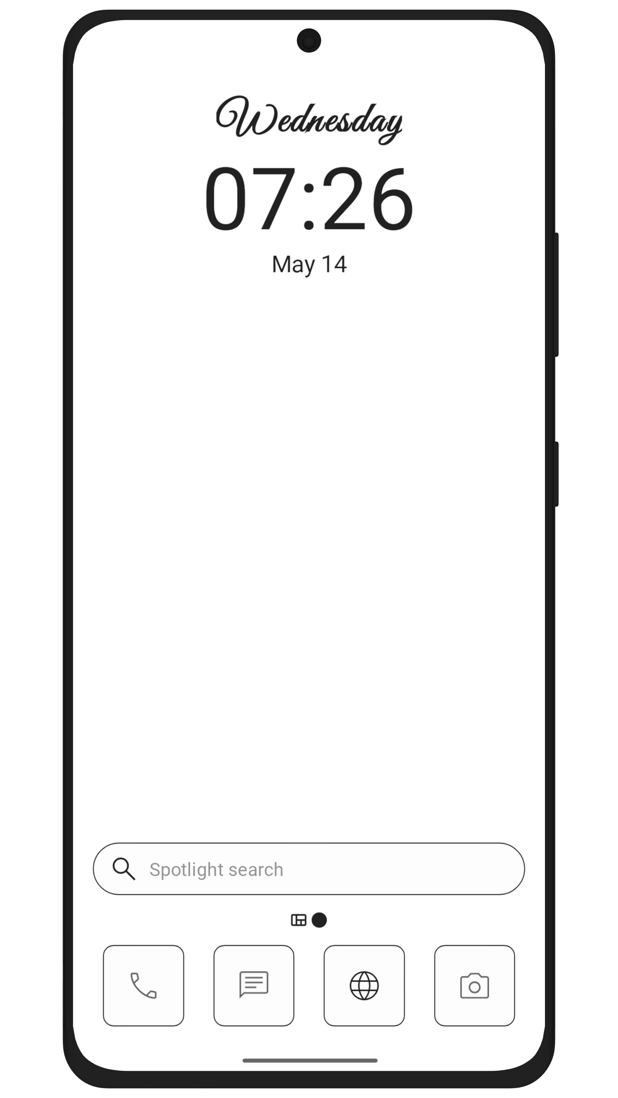 Clean Android home screen with Yin Yang Launcher minimalist widget layout