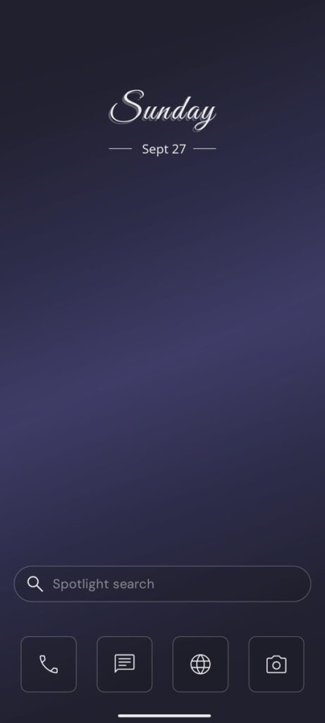 Yin Yang Launcher Classic layout with a script clock, search bar and four icons